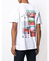 weißes bedrucktes T-Shirt mit einem Rundhalsausschnitt von Stussy