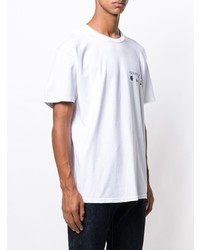 weißes bedrucktes T-Shirt mit einem Rundhalsausschnitt von Stussy