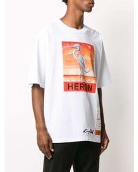 weißes bedrucktes T-Shirt mit einem Rundhalsausschnitt von Heron Preston