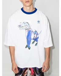 weißes bedrucktes T-Shirt mit einem Rundhalsausschnitt von adidas