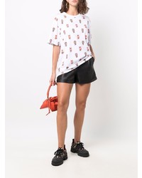 weißes bedrucktes T-Shirt mit einem Rundhalsausschnitt von MAISON KITSUNÉ