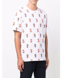 weißes bedrucktes T-Shirt mit einem Rundhalsausschnitt von MAISON KITSUNÉ