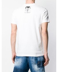 weißes bedrucktes T-Shirt mit einem Rundhalsausschnitt von DSQUARED2