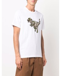 weißes bedrucktes T-Shirt mit einem Rundhalsausschnitt von Coach