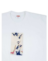 weißes bedrucktes T-Shirt mit einem Rundhalsausschnitt von Supreme