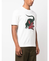 weißes bedrucktes T-Shirt mit einem Rundhalsausschnitt von Lacoste