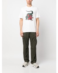 weißes bedrucktes T-Shirt mit einem Rundhalsausschnitt von Lacoste