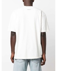 weißes bedrucktes T-Shirt mit einem Rundhalsausschnitt von Styland