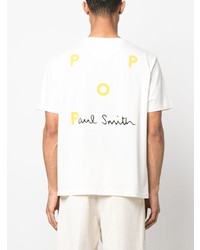 weißes bedrucktes T-Shirt mit einem Rundhalsausschnitt von Pop Trading Company