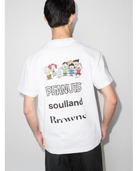 weißes bedrucktes T-Shirt mit einem Rundhalsausschnitt von Soulland