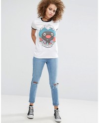 weißes bedrucktes T-Shirt mit einem Rundhalsausschnitt von Asos