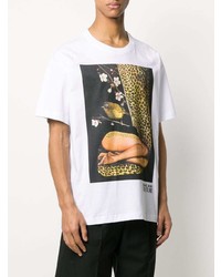 weißes bedrucktes T-Shirt mit einem Rundhalsausschnitt von VERSACE JEANS COUTURE