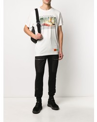 weißes bedrucktes T-Shirt mit einem Rundhalsausschnitt von Heron Preston