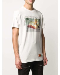 weißes bedrucktes T-Shirt mit einem Rundhalsausschnitt von Heron Preston