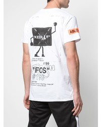 weißes bedrucktes T-Shirt mit einem Rundhalsausschnitt von Off-White