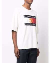 weißes bedrucktes T-Shirt mit einem Rundhalsausschnitt von Tommy Hilfiger