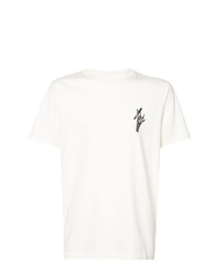 weißes bedrucktes T-Shirt mit einem Rundhalsausschnitt von Yang Li