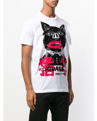 weißes bedrucktes T-Shirt mit einem Rundhalsausschnitt von DSQUARED2