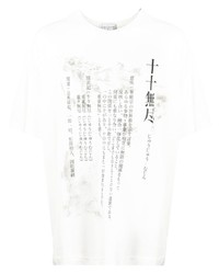 weißes bedrucktes T-Shirt mit einem Rundhalsausschnitt von Yohji Yamamoto