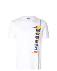 weißes bedrucktes T-Shirt mit einem Rundhalsausschnitt von Z Zegna