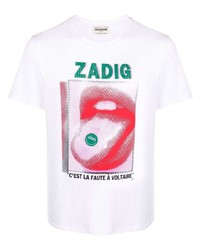 weißes bedrucktes T-Shirt mit einem Rundhalsausschnitt von Zadig & Voltaire