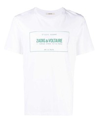 weißes bedrucktes T-Shirt mit einem Rundhalsausschnitt von Zadig & Voltaire