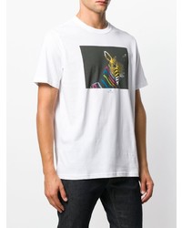 weißes bedrucktes T-Shirt mit einem Rundhalsausschnitt von Ps By Paul Smith