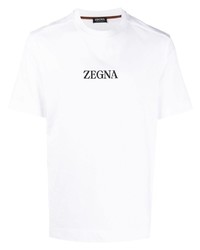 weißes bedrucktes T-Shirt mit einem Rundhalsausschnitt von Zegna