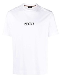 weißes bedrucktes T-Shirt mit einem Rundhalsausschnitt von Zegna