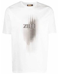 weißes bedrucktes T-Shirt mit einem Rundhalsausschnitt von Zilli