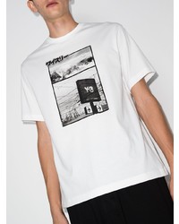 weißes bedrucktes T-Shirt mit einem Rundhalsausschnitt von Y-3