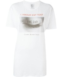 weißes bedrucktes T-Shirt mit einem Rundhalsausschnitt von Zoe Karssen