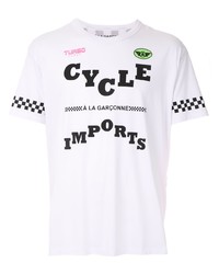 weißes bedrucktes T-Shirt mit einem Rundhalsausschnitt von À La Garçonne