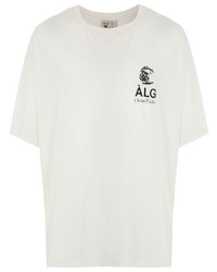 weißes bedrucktes T-Shirt mit einem Rundhalsausschnitt von Àlg