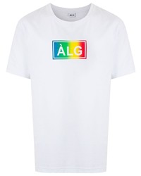 weißes bedrucktes T-Shirt mit einem Rundhalsausschnitt von Àlg