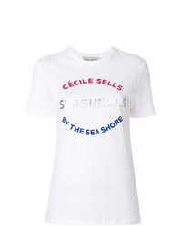 weißes bedrucktes T-Shirt mit einem Rundhalsausschnitt von Être Cécile