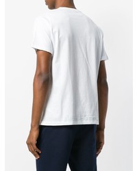 weißes bedrucktes T-Shirt mit einem V-Ausschnitt von Maison Margiela
