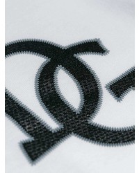weißes bedrucktes T-Shirt mit einem V-Ausschnitt von Dolce & Gabbana