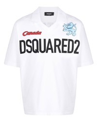 weißes bedrucktes T-Shirt mit einem V-Ausschnitt von DSQUARED2