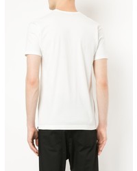 weißes bedrucktes T-Shirt mit einem V-Ausschnitt von Roar