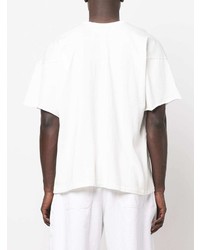 weißes bedrucktes T-Shirt mit einem V-Ausschnitt von ERL
