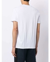 weißes bedrucktes T-Shirt mit einem V-Ausschnitt von Armani Exchange