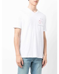 weißes bedrucktes T-Shirt mit einem V-Ausschnitt von Armani Exchange