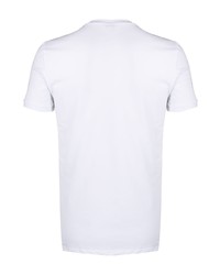 weißes bedrucktes T-Shirt mit einem V-Ausschnitt von Balmain