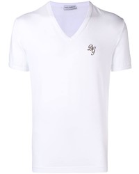 weißes bedrucktes T-Shirt mit einem V-Ausschnitt von Dolce & Gabbana Underwear