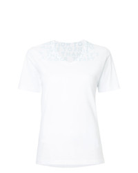 weißes bedrucktes T-Shirt mit einem V-Ausschnitt von MM6 MAISON MARGIELA