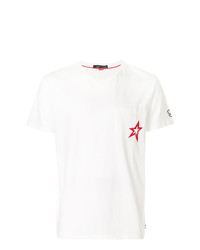 weißes bedrucktes T-Shirt mit einem V-Ausschnitt von Perfect Moment
