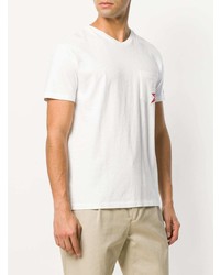 weißes bedrucktes T-Shirt mit einem V-Ausschnitt von Perfect Moment