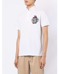 weißes bedrucktes T-shirt mit einer Knopfleiste von Shanghai Tang