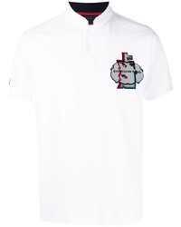 weißes bedrucktes T-shirt mit einer Knopfleiste von Shanghai Tang